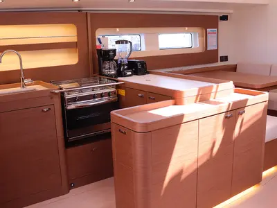 Galley of Heartbeat, a Beneteau Oceanis 54 sailboat at Parham Town, British Virgin Islands