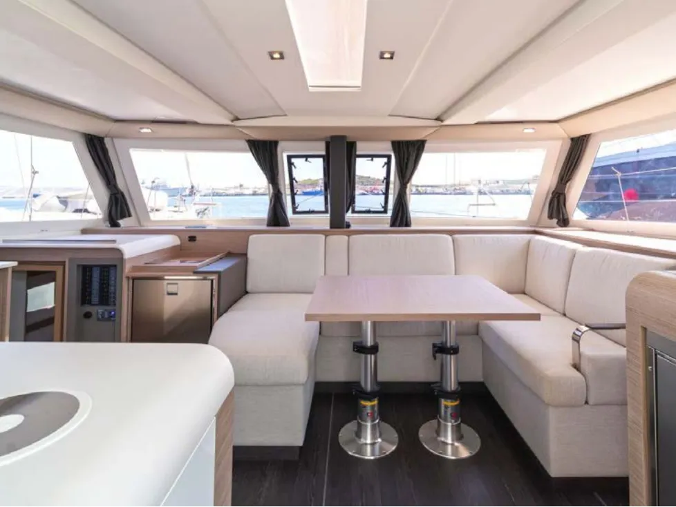 Salon of Kebitree, a Fountaine Pajot Isla 40 catamaran at Municipal Unit of Palairos, Greece