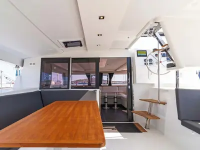 Deck of Kebitree, a Fountaine Pajot Isla 40 catamaran at Municipal Unit of Palairos, Greece
