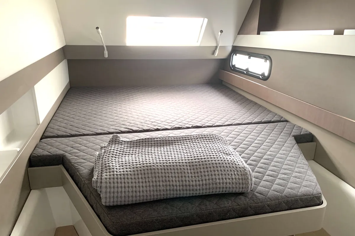 Cabin on Micha, a Bali 4.1 - 4 + 2 cab.* catamaran at Lavrion, Greece