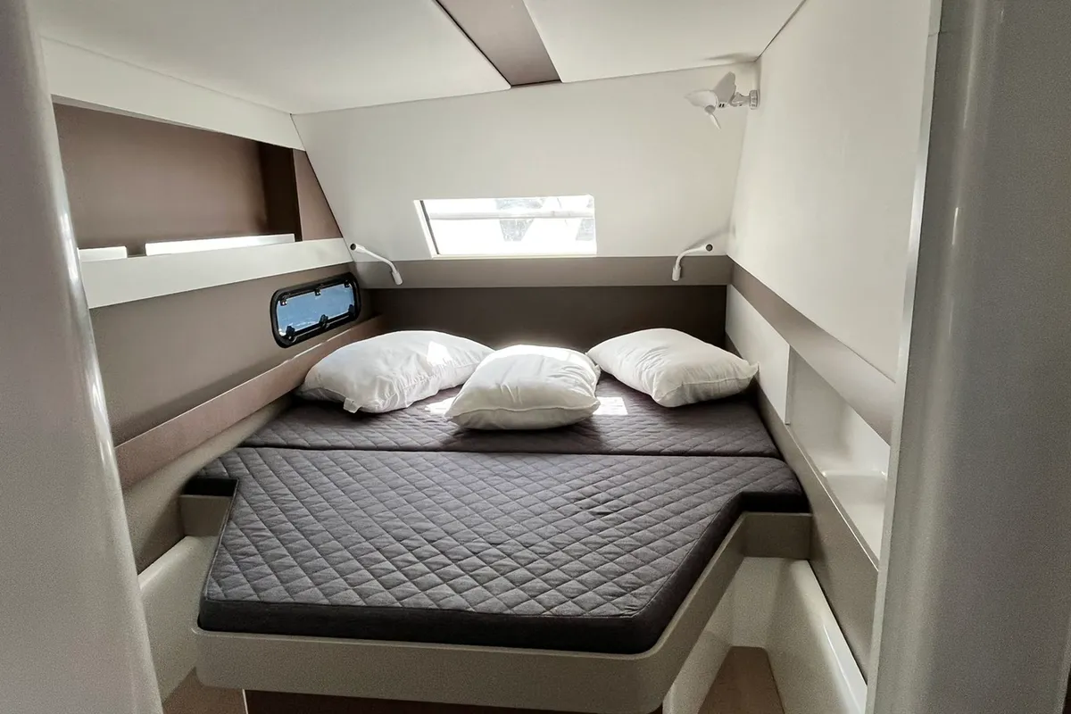 Cabin on Micha, a Bali 4.1 - 4 + 2 cab.* catamaran at Lavrion, Greece