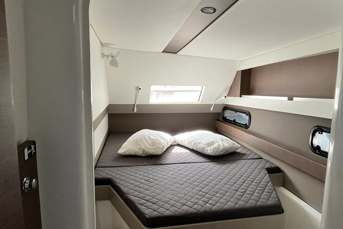 Cabin on Micha, a Bali 4.1 - 4 + 2 cab.* catamaran at Lavrion, Greece