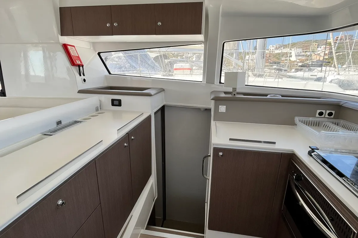 Galley of Micha, a Bali 4.1 - 4 + 2 cab.* catamaran at Lavrion, Greece