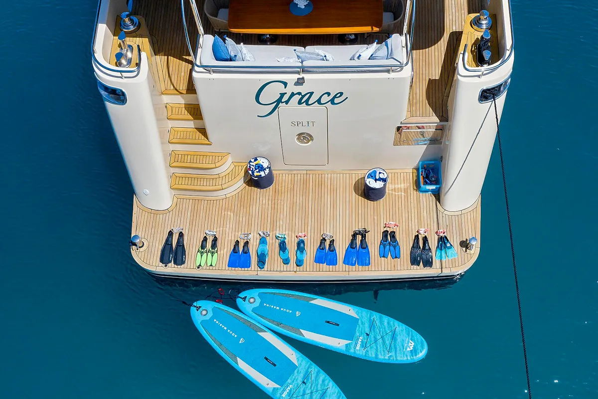 Deck of Grace, a Gulet Motoryacht motor yacht at Split, Croatia