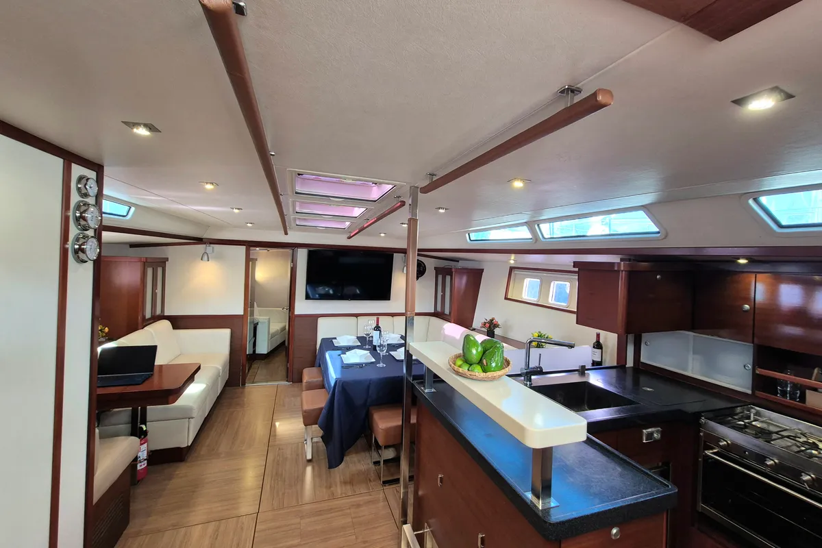Galley of Sailing Freedom, a Hanse 630e sailboat at Puerto Lindo, Panama