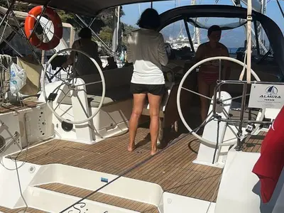 Cockpit of Simba, a Bavaria Cruiser 46 sailboat at Fethiye, Turkey