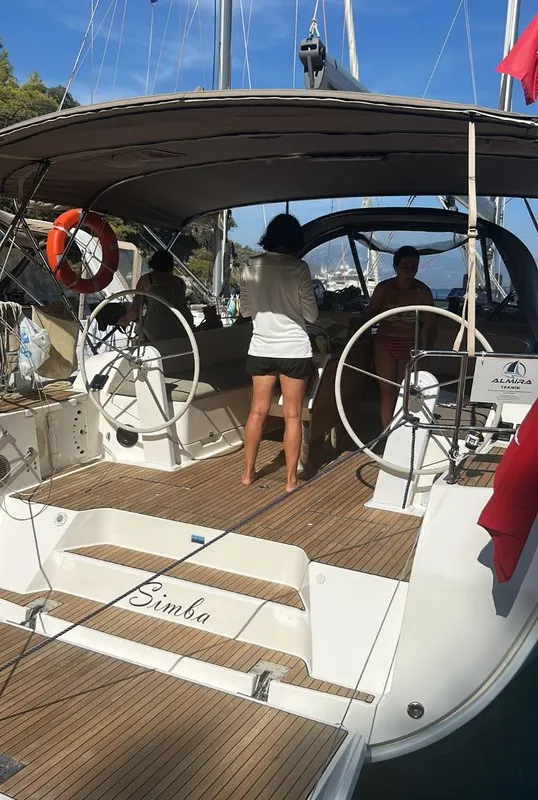 Cockpit of Simba, a Bavaria Cruiser 46 sailboat at Fethiye, Turkey