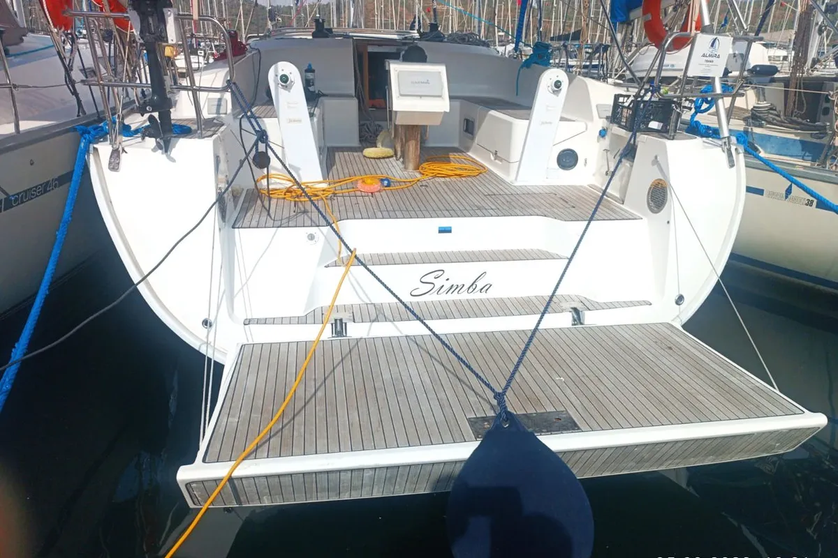 Salon of Simba, a Bavaria Cruiser 46 sailboat at Fethiye, Turkey