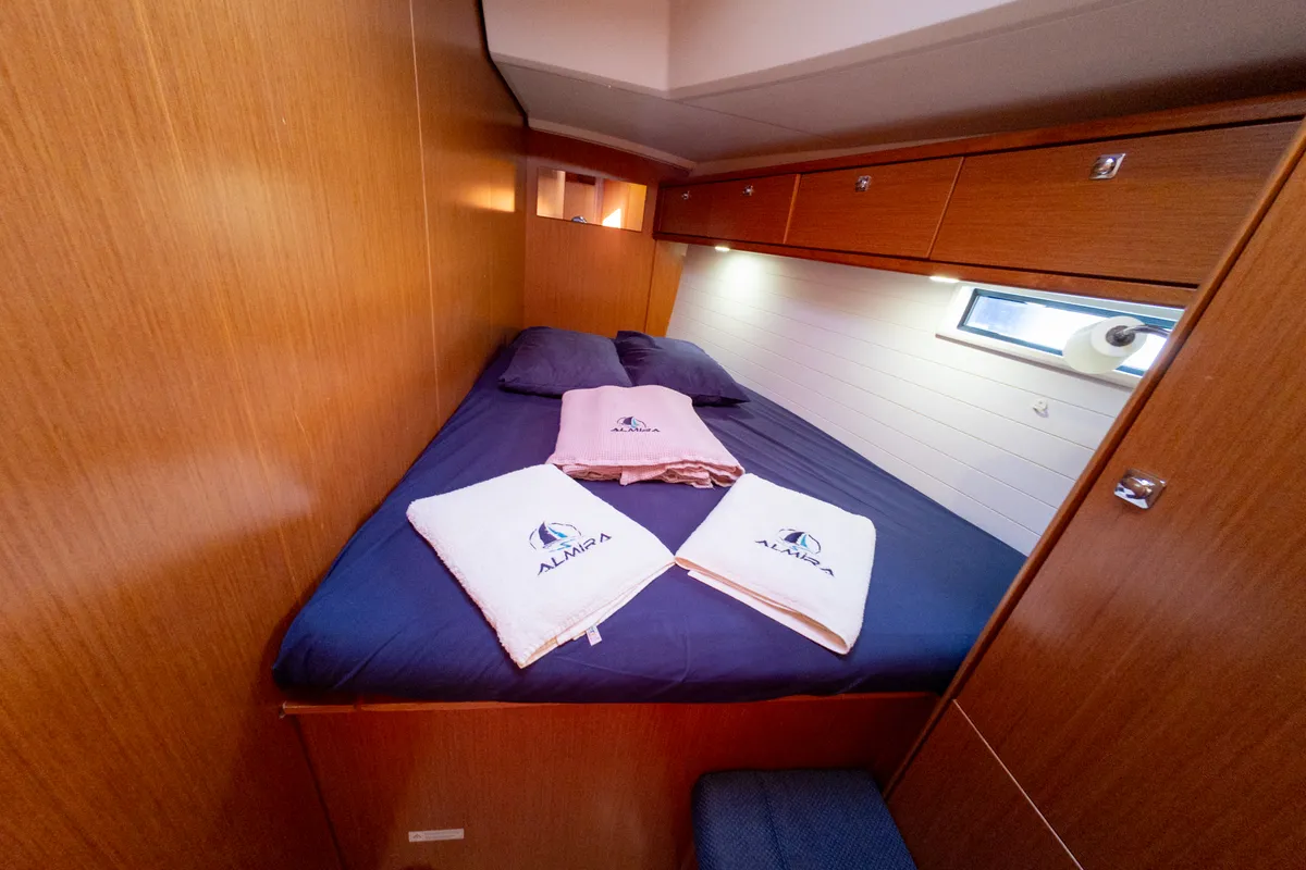 Cabin on Simba, a Bavaria Cruiser 46 sailboat at Fethiye, Turkey
