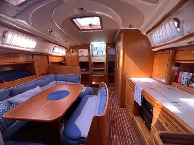 Salon of Dimitra, a Bavaria 39 Cruiser sailboat at Kavala, Greece