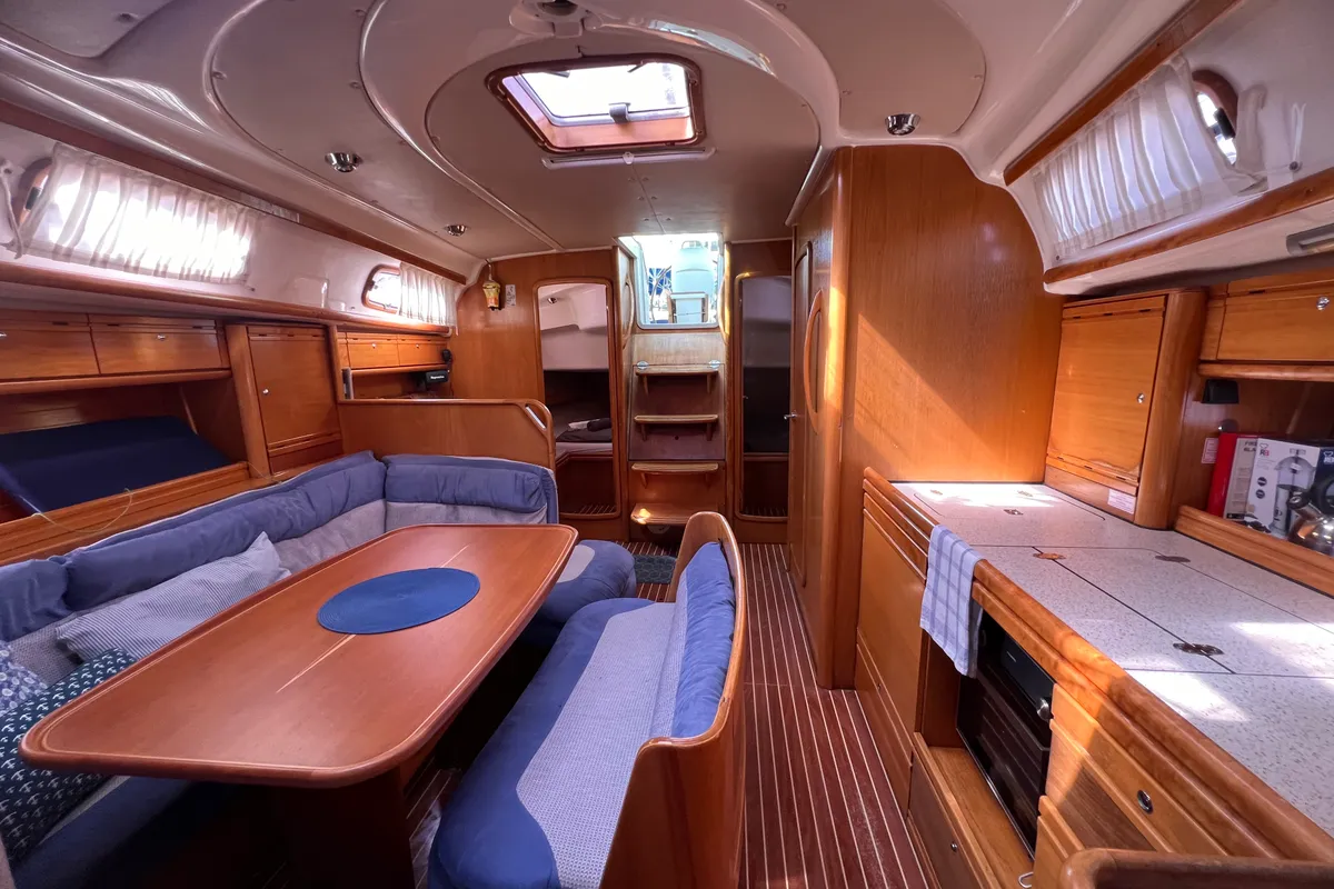 Salon of Dimitra, a Bavaria 39 Cruiser sailboat at Kavala, Greece