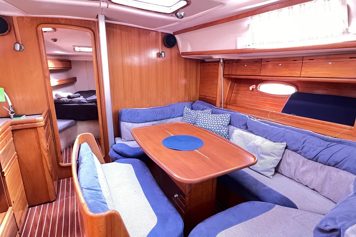 Salon of Dimitra, a Bavaria 39 Cruiser sailboat at Kavala, Greece