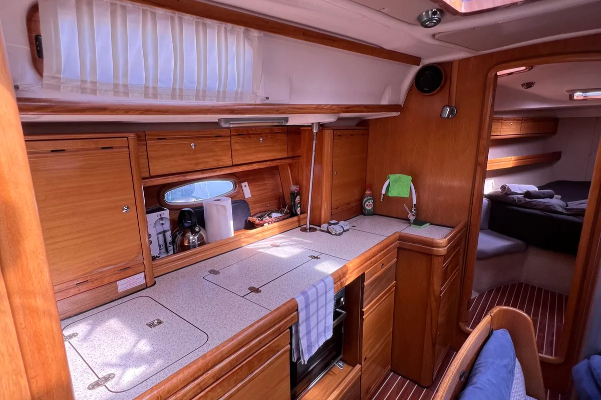 Galley of Dimitra, a Bavaria 39 Cruiser sailboat at Kavala, Greece