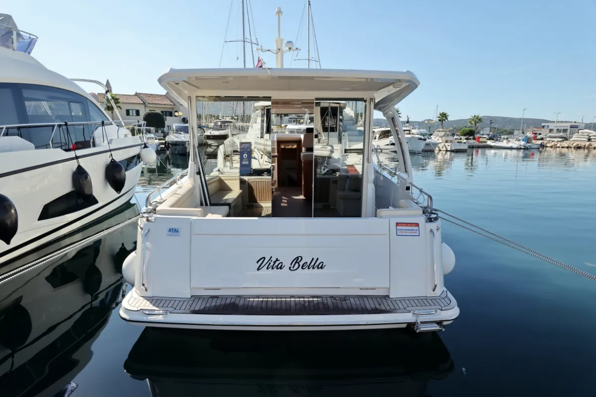 Exterior view of Vita Bella, a Greenline 39 motor yacht at Grad Biograd na Moru, Croatia