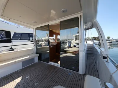 Deck of Vita Bella, a Greenline 39 motor yacht at Grad Biograd na Moru, Croatia