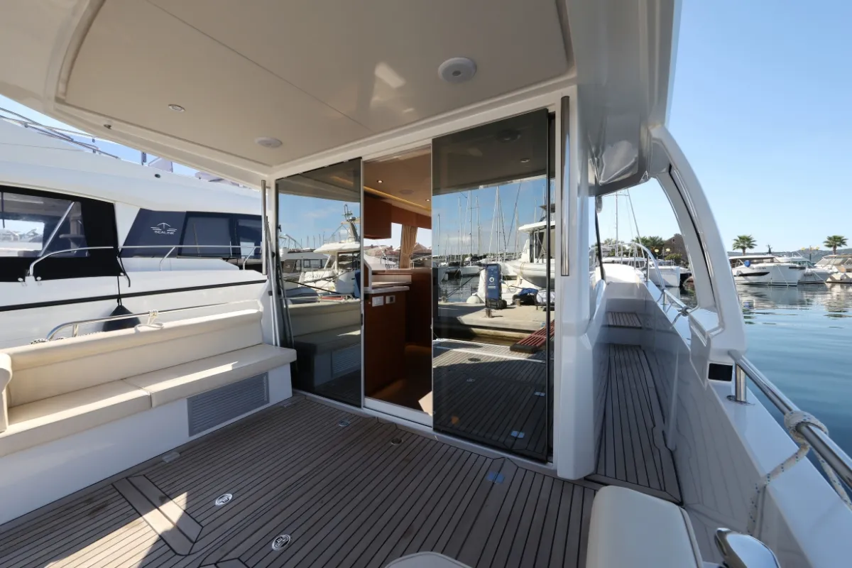 Deck of Vita Bella, a Greenline 39 motor yacht at Grad Biograd na Moru, Croatia
