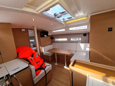 Salon of Rea, a Jeanneau Sun Odyssey 410 sailboat at Grad Biograd na Moru, Croatia