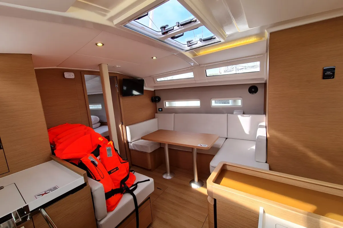 Salon of Rea, a Jeanneau Sun Odyssey 410 sailboat at Grad Biograd na Moru, Croatia