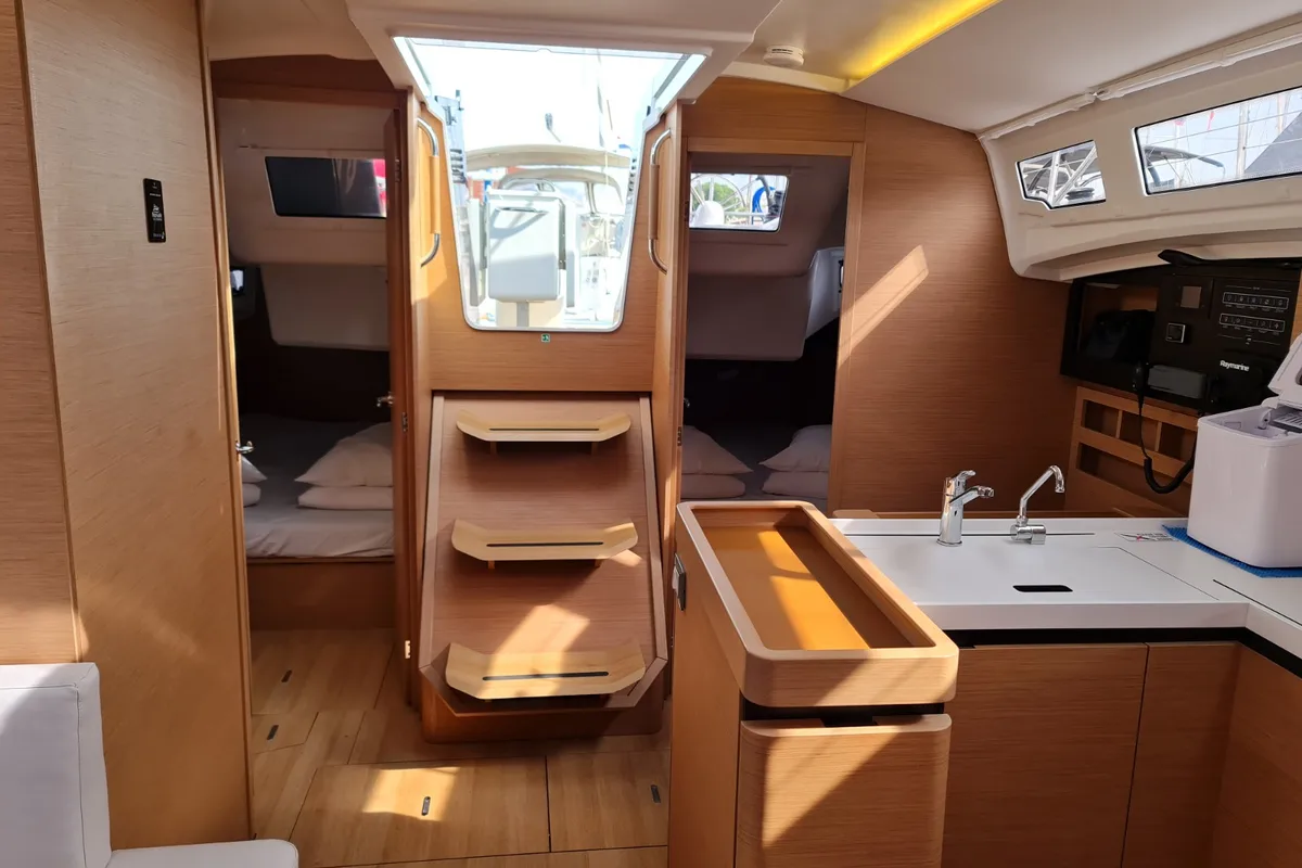 Galley of Rea, a Jeanneau Sun Odyssey 410 sailboat at Grad Biograd na Moru, Croatia