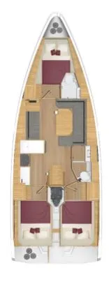 Floor plan of Tena, a Bavaria C38 Style sailboat at Murter, Croatia