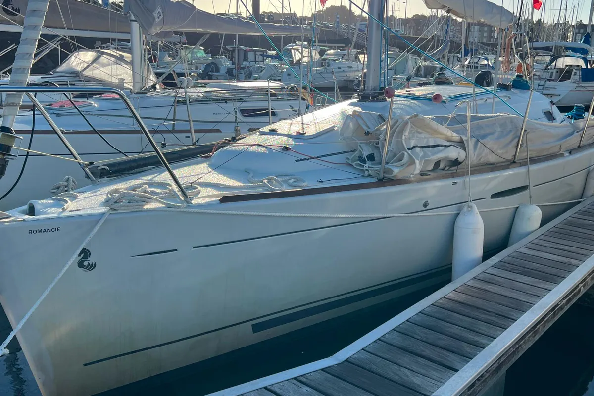 Exterior view of Romancie, a Beneteau First 31.7 sailboat at Kerners, France