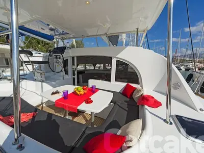 Deck of Catcake, a Lagoon 380 S2 catamaran at Municipal Unit of Lefkada, Greece