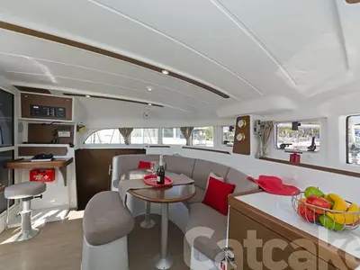 Salon of Catcake, a Lagoon 380 S2 catamaran at Municipal Unit of Lefkada, Greece