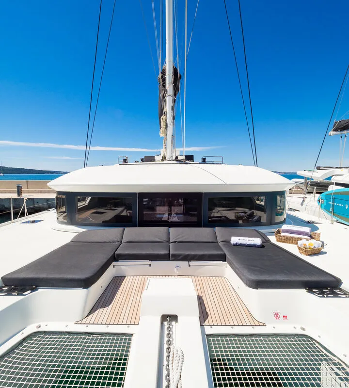 Deck of Badi, a Lagoon 50 catamaran at Kaštela, Croatia