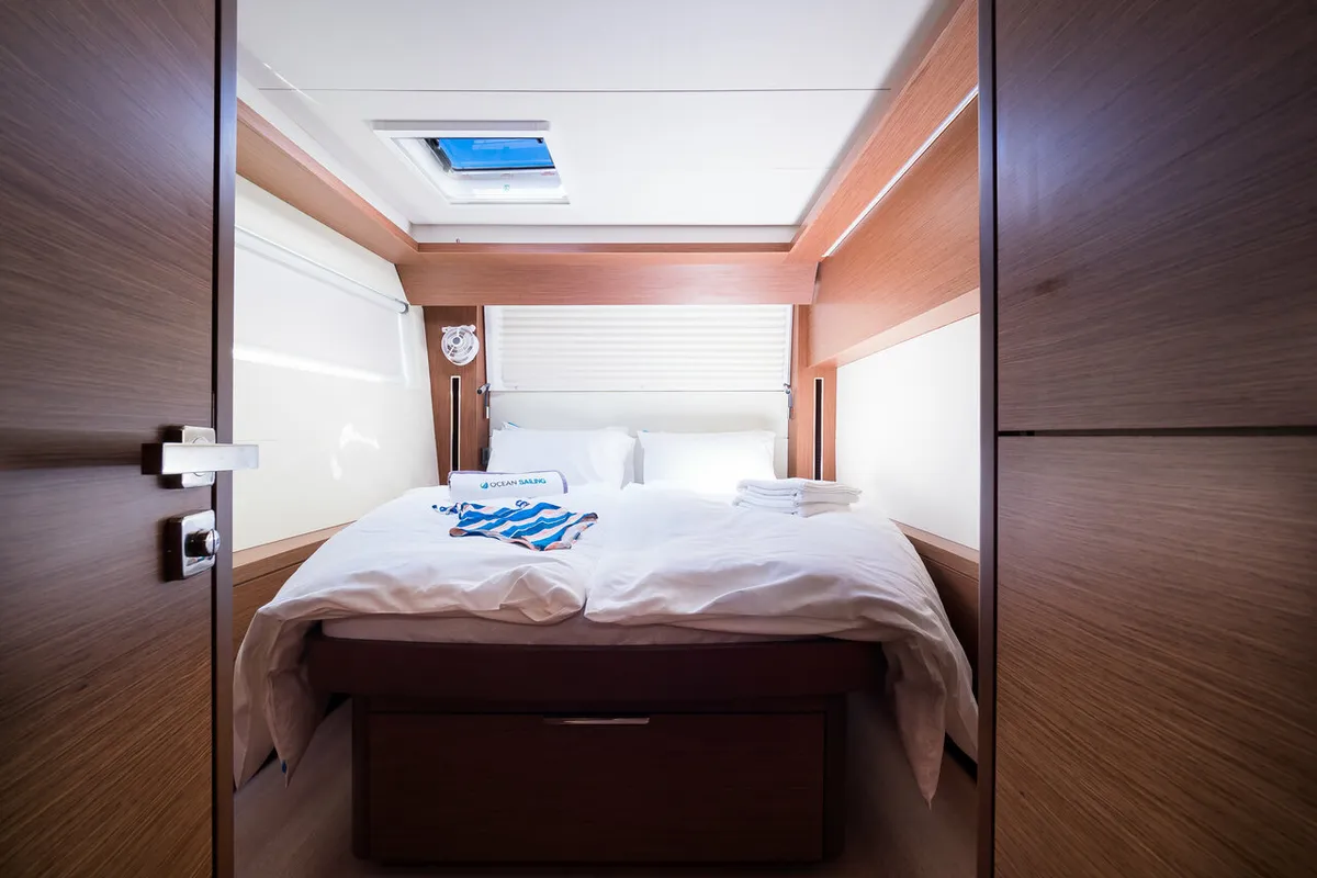 Cabin on Badi, a Lagoon 50 catamaran at Kaštela, Croatia