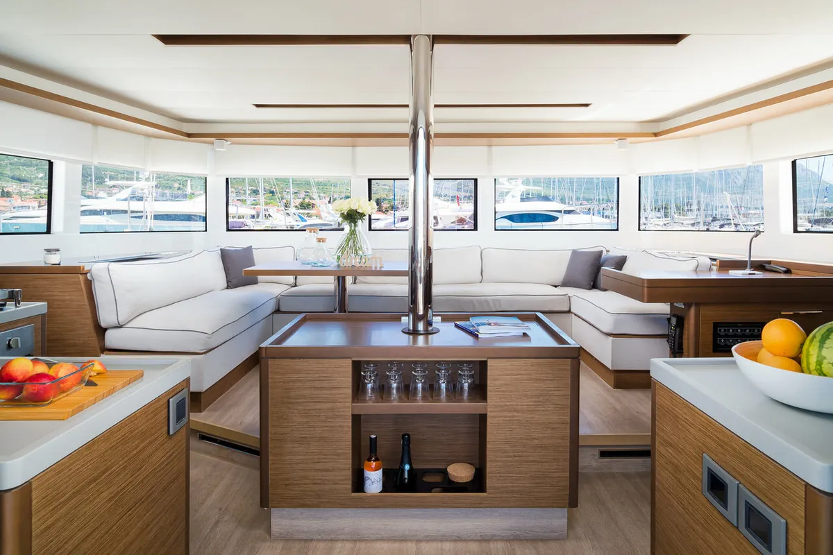 Salon of Badi, a Lagoon 50 catamaran at Kaštela, Croatia