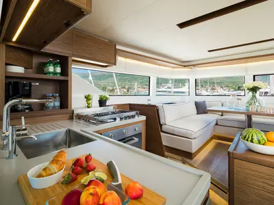 Galley of Badi, a Lagoon 50 catamaran at Kaštela, Croatia