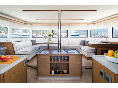 Salon of Badi, a Lagoon 50 catamaran at Kaštela, Croatia