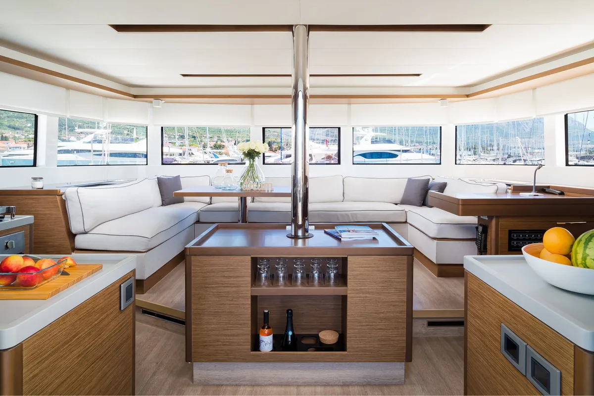 Salon of Badi, a Lagoon 50 catamaran at Kaštela, Croatia