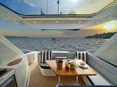 Galley of Paluma, a Bavaria Sport 44 motorboat at Općina Sukošan, Croatia