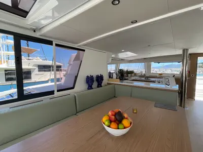Galley of Maia, a Bali 5.4 catamaran at Salerno, Italy