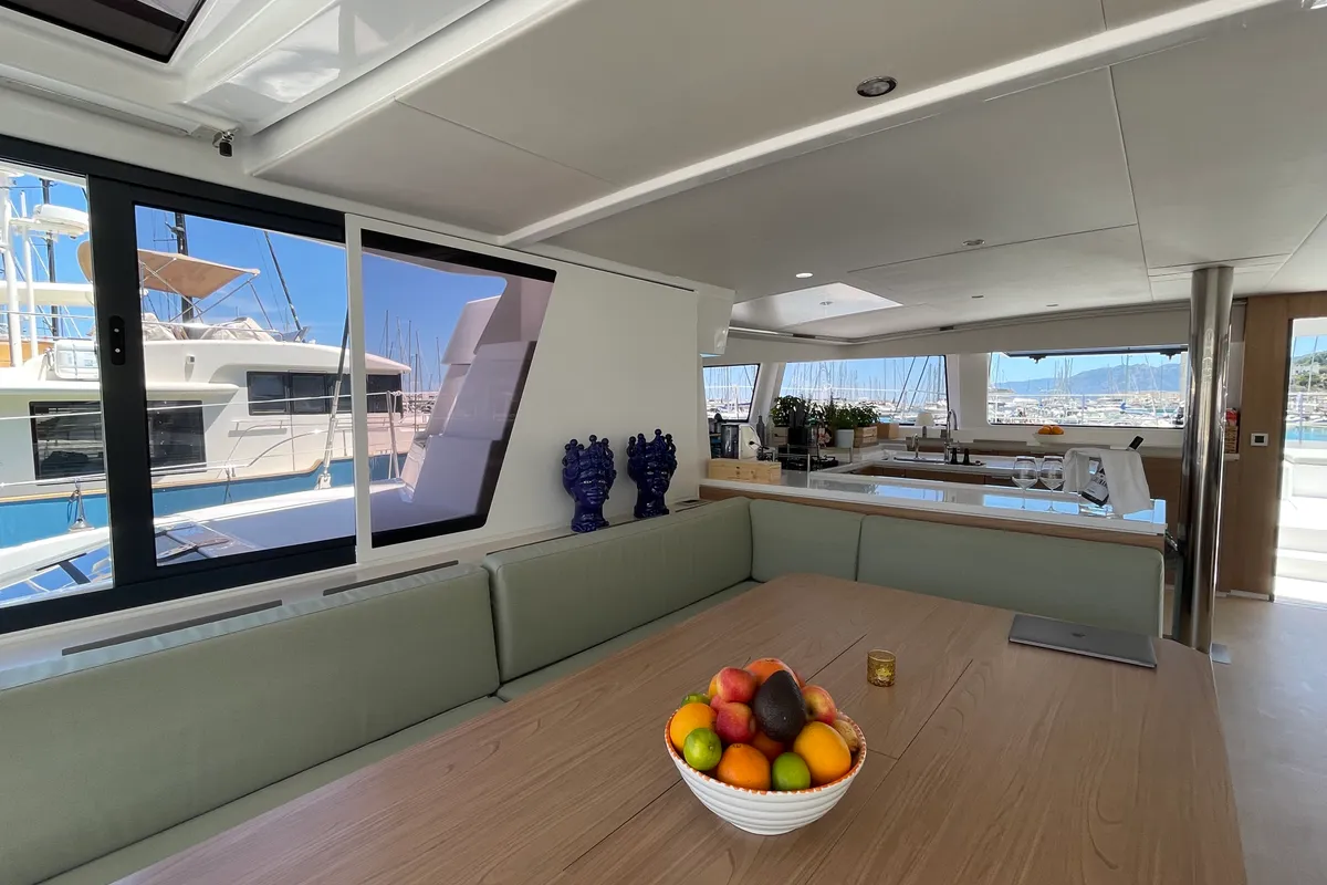 Galley of Maia, a Bali 5.4 catamaran at Salerno, Italy
