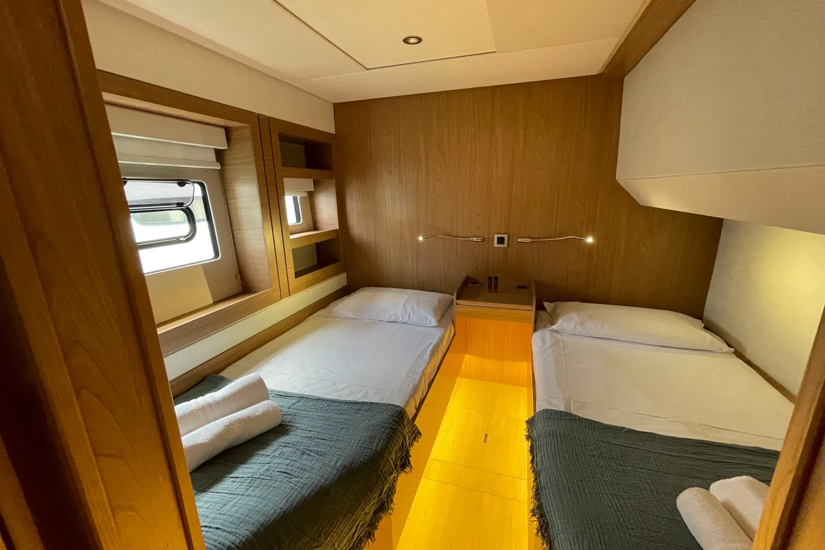 Cabin on Maia, a Bali 5.4 catamaran at Salerno, Italy
