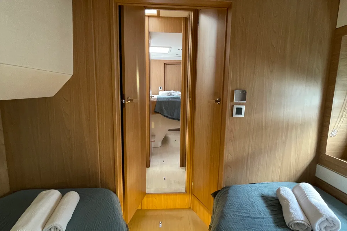 Cabin on Maia, a Bali 5.4 catamaran at Salerno, Italy