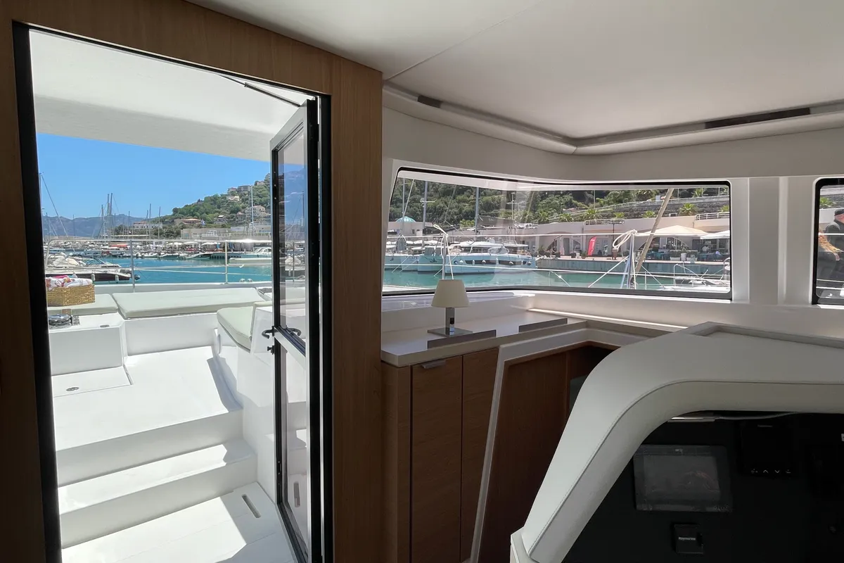 Salon of Maia, a Bali 5.4 catamaran at Salerno, Italy