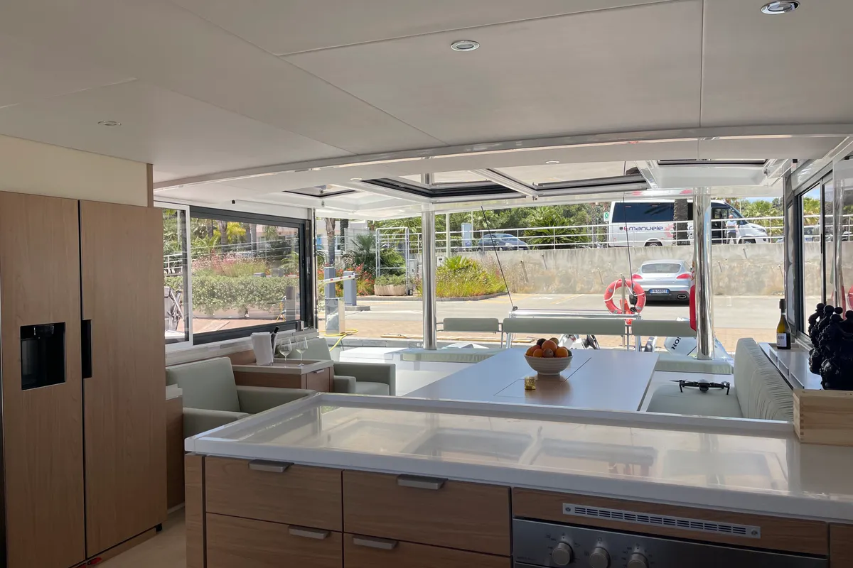 Galley of Maia, a Bali 5.4 catamaran at Salerno, Italy