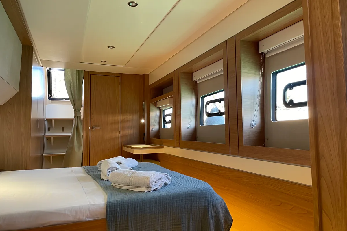 Cabin on Maia, a Bali 5.4 catamaran at Salerno, Italy