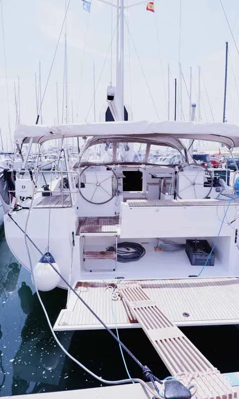 Exterior view of Juana, a Bavaria C50 Style sailboat at Palma de Mallorca, Spain