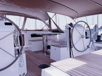 Cockpit of Juana, a Bavaria C50 Style sailboat at Palma de Mallorca, Spain