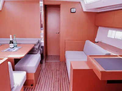 Salon of Juana, a Bavaria C50 Style sailboat at Palma de Mallorca, Spain