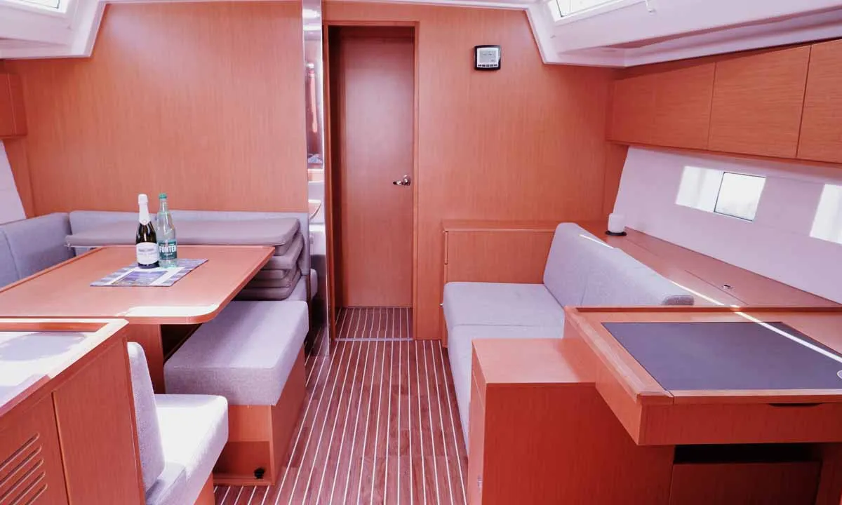 Salon of Juana, a Bavaria C50 Style sailboat at Palma de Mallorca, Spain