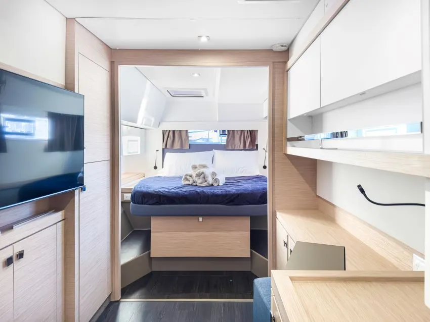 Cabin on La Bella Vita, a Fountaine Pajot Tanna 47 Maestro catamaran at Road Town, British Virgin Islands