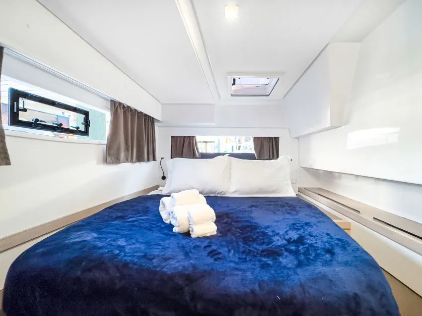 Cabin on La Bella Vita, a Fountaine Pajot Tanna 47 Maestro catamaran at Road Town, British Virgin Islands