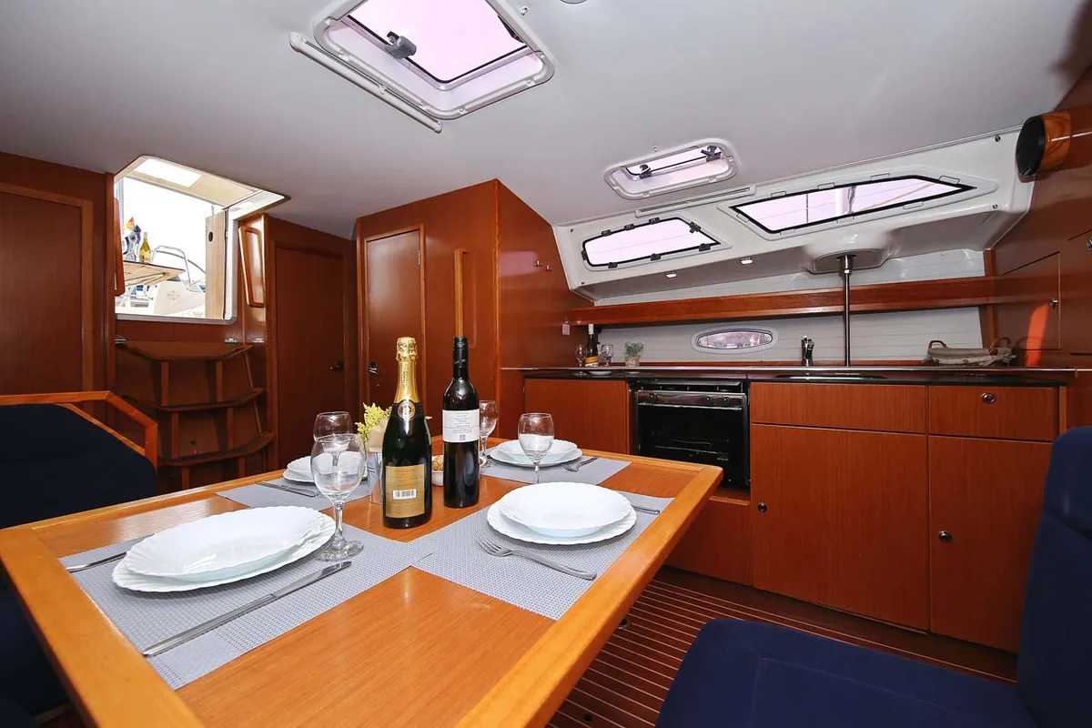 Galley of Annabella, a Bavaria 43 Cruiser sailboat at Jezera, Croatia