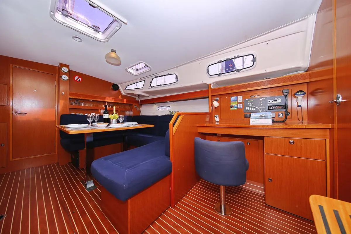 Salon of Annabella, a Bavaria 43 Cruiser sailboat at Jezera, Croatia