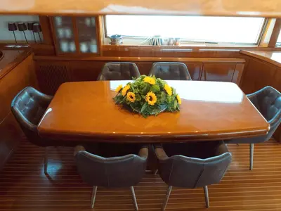 Salon of Magic Six, a Astondoa 82 GLX motor yacht at Naples, Italy